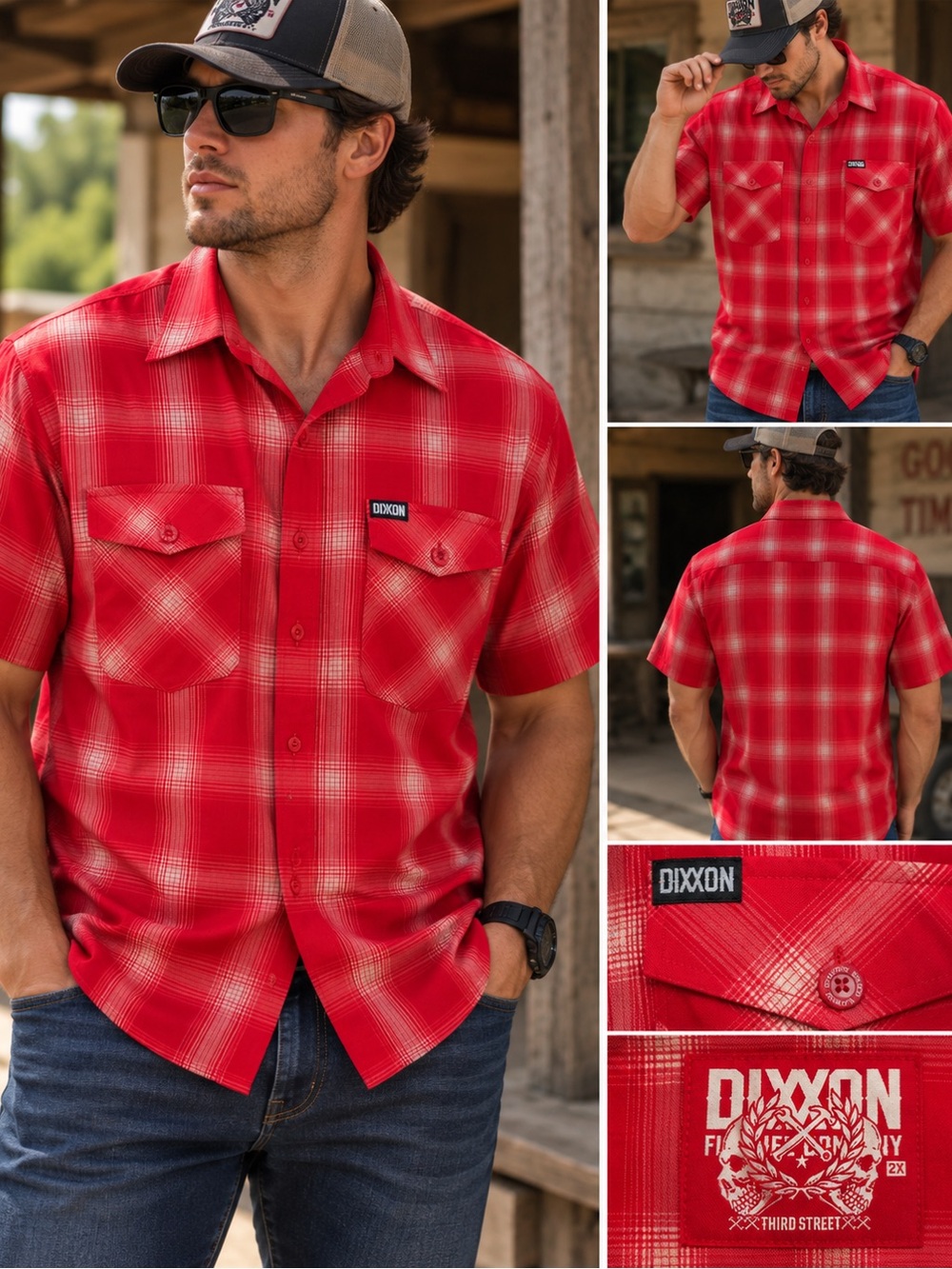 DIXXON Red Plaid Short-Sleeve Button-Down Shirt